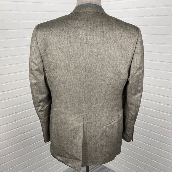 Jos A Bank Blazer Men 40R Brown Herringbone Signature‎ Classic Silk Camel Hair - Picture 4 of 12